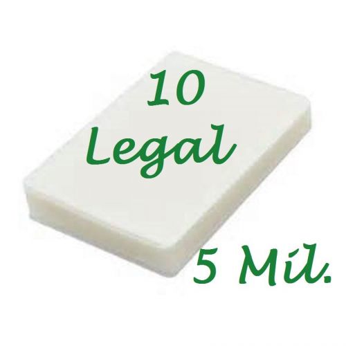 10- LEGAL SIZE Laminating Laminator Pouches Sheets  9 x 14-1/2.. 5 Mil