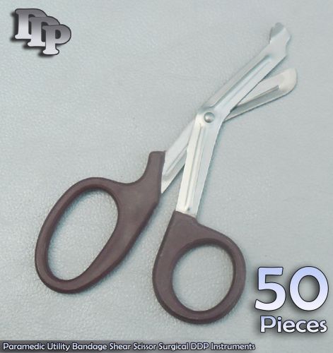 50 Paramedic Utility Bandage Shear Scissor 7.25&#034; Maroon Handle Surgical Instrume
