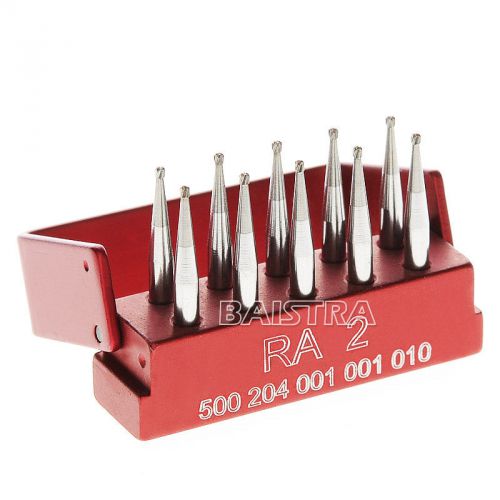 10pcs Dental Tungsten SBT Steel Burs Drills For Low Speed Handpiece RA-2 w/Holde