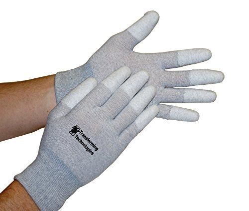 Transforming Technologies GL4502T Coated Finger Tip ESD Glove, Small , 12-Pack