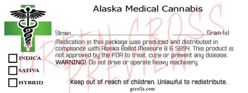Alaska green cross medical marijuana  cannabis labels fda version 420 usa for sale