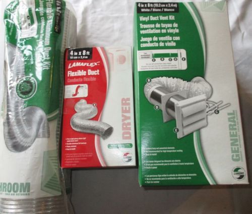 Lambro vinyl duct vent dryer kit w/white hood &amp;(2) 4&#034; x 8&#034; flexible duct kit for sale