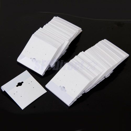100PCS JEWELRY EARRINGS DISPLAY HOLDER HANGING CARDS 2x2&#039;&#039; WHITE