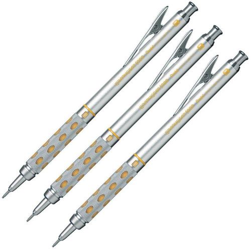 Pentel GRAPHGEAR 1000 PG1019 0.9mm Draughting Mechanical Pencil (3pcs) - Silver