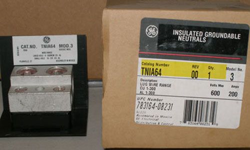 NEW GE Insulated Groundable Neutrals TNIA64 Model No. 3
