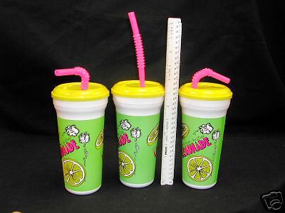 Plastic Lemonade Cups, Lids, Straws 32 oz. Case of 300