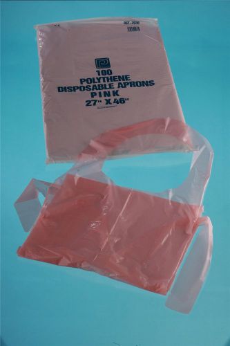 Premier Disposable Polythene Aprons, Flat Packed Pack of 100, 69 x 117cm, Pink