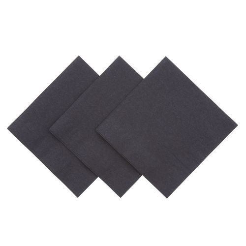 Royal Black Paper Beverage Napkins, Package of 200, BEVNAP1M-BK