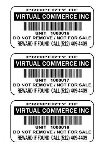 250 2x1 Custom Printed UPC Barcode  Waterproof Inventory Stickers Labels Tags