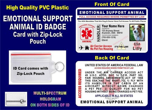 EMOTIONAL SUPPORT ANIMAL ID Badge / Card (HOLOGRAPHIC) Air Carrier Access - ESA