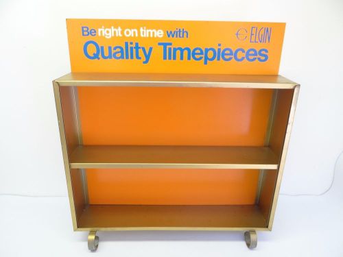 Vintage Used Gold Orange Elgin Quality Timepieces Watch Display Case Advertising