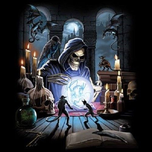 Grimm Reaper Wizard Spell HEAT PRESS TRANSFER for T Shirt Sweatshirt Fabric 728o
