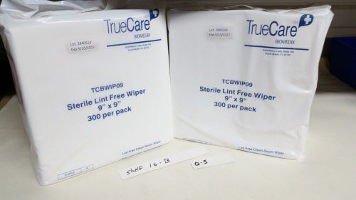 Lot of 600- Biomedix TrueCare Lint Free Wipes TCBWIP09, 9&#034; x 9&#034;, 2- Packages