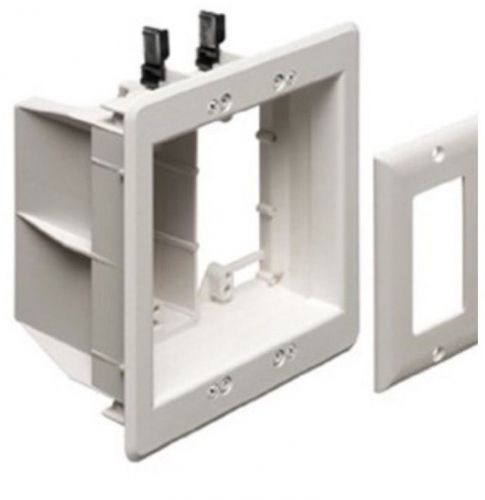 Arlington TVBU505-1 TV Box Recessed Outlet Wall Plate Kit, 2-Gang, White, 1-Pack