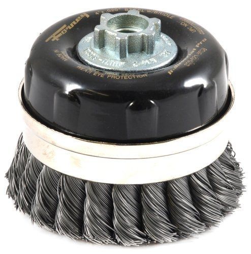 Forney 72869 Wire Cup Brush, Industrial Pro Twist Knot with Bridle 5/8-Inch-11