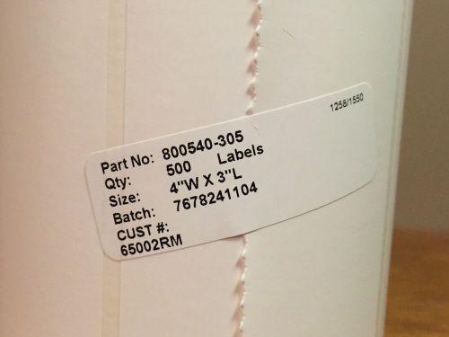 Lot Of 6 Rolls Of Zebra 800540-305 Labels 4&#034;x3&#034; - Barcode