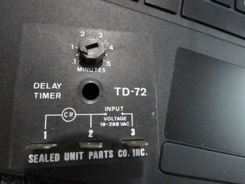 SEALED UNIT PARTS CO. TD72 Delay Make Timer Solid State 18-288VAC 5-MIN 1AMP