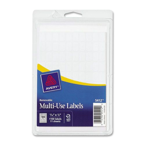 Avery Removable Rectangular Labels 0.31 x 0.5 Inches White Pack of 1100 (5412)