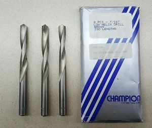3/PK Champion Cutting Tool Corp. 7/16&#034; HSS Slow Spiral Drill, 705SS