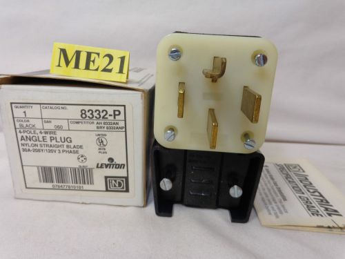Leviton 8332-p right angle straight blade plug 4 wire 30a 120/208 18-30p new for sale