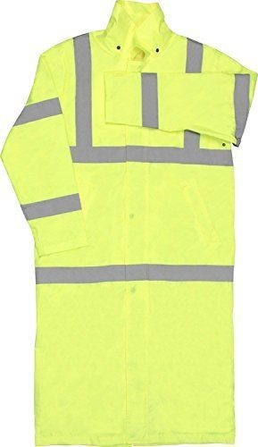 ERB Safety 62030 S163 Class 3 Long Rain Coat Safety Vests, X-Large, Hi-Viz Lime