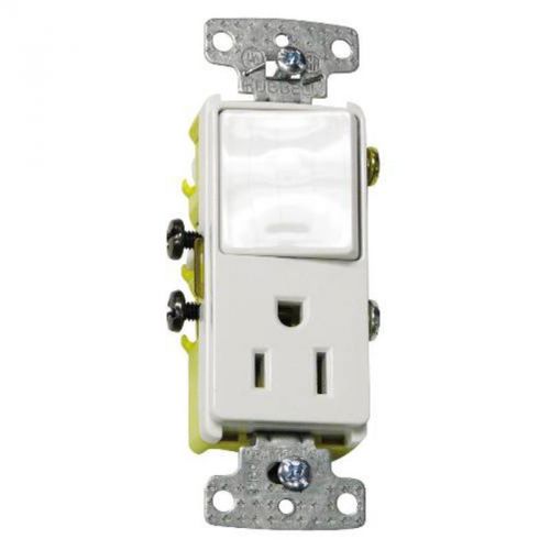Rocker Combo Switch and Receptacle 15A White Hubbell Electrical Products RCD108W