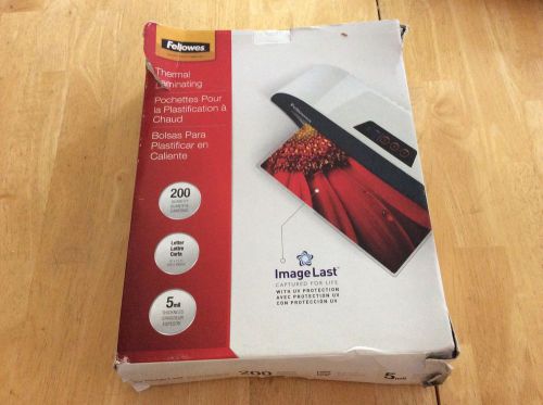 Fellowes Laminating Pouches, Thermal, ImageLast, Letter Size, 5 Mil, 200 Pack