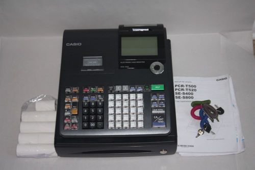 Casio PCR-T500 Electronic Cash Register w/ Manual, Keys &amp; Paper BUNDLE - USED