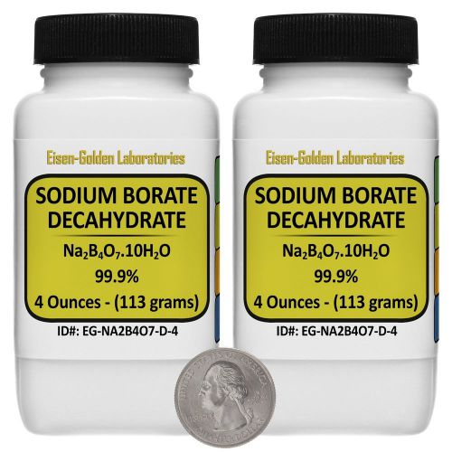 Sodium Borate Decahydrate [Na2B4O7.10H2O] 99.9% ACS Grade 8 Oz in Two Bottles