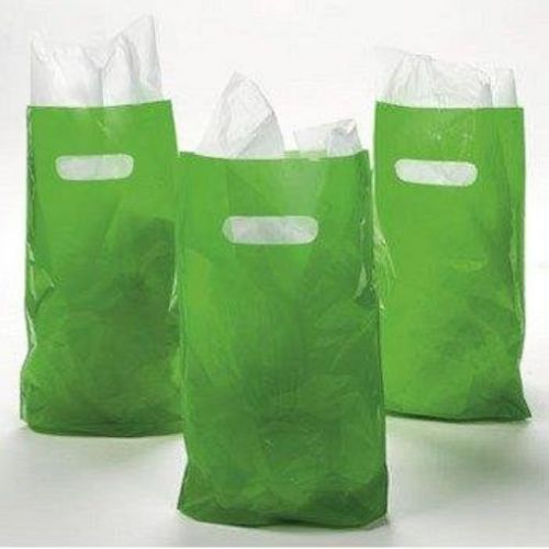 Green Plastic Bags 50 pc Merchandise Bags Durable Party Event Goody Container