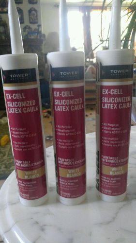 LOT OF 3 EX-CELL Siliconized Latex Caulk paintable/Interior/Exterior White