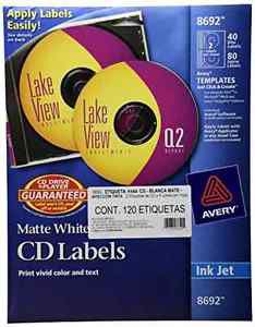 Avery Dennison 8692 DVD/CD Printable White Disc And Spine Templates Labels Matte