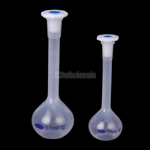 25ml lab volumetric flask measuring bottle graduated container plastic with cap for sale