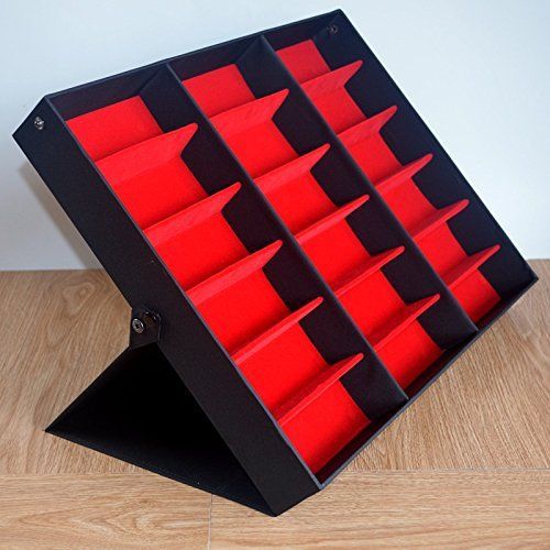 18 Pieces Sunglass Jewellery and Watches Storage Case Tray Organizer Red inside