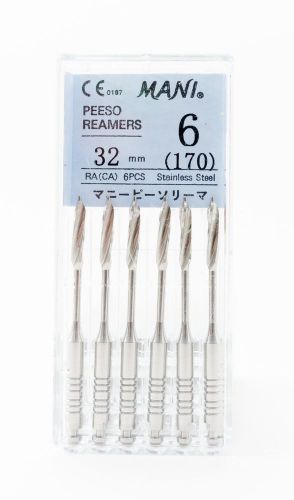 Dental Endodontic Peeso Reamers Root Canal Drills 32mm Size #6 pack of 6 MANI