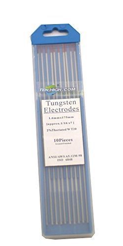Ten-high TEN-HIGH TIG Tungsten Electrodes 2% Thoriated (Red) 1/16&#034; * 7&#034;