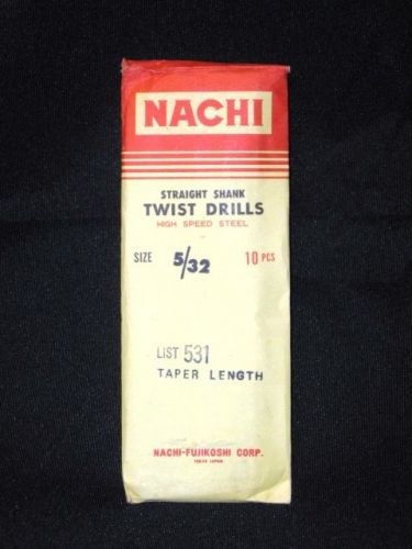 PACKAGE OF 10 NACHI 5/32 STRAIGHT SHANK HSS LIST 531 TAPER LENGTH