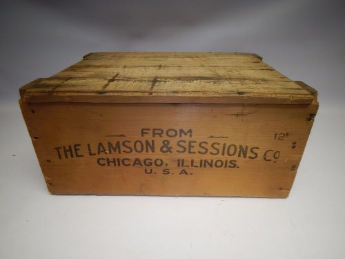 Antique Vtg Lamson Sessions Company Chicago Wooden Crate Box Case Industrial