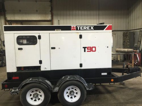 –90 kva terex generator, selectable, sound attenuated, base fuel tank, 12 lea... for sale
