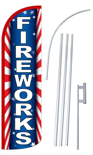 Fireworks RWB Extra Wide Windless Swooper Flag Jumbo Banner Pole /Spike