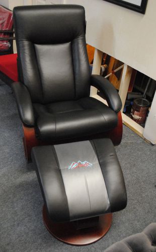Mac Motion Recliner and Ottoman with Black Leather Upholstery