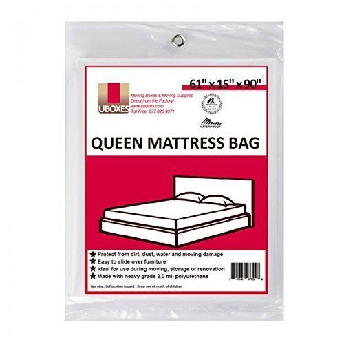 Uboxes moving supplies queen size 106 x 60 x 14 inches 2 mil heavy duty mattress for sale