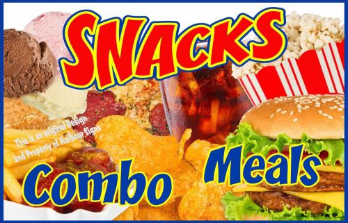 Snacks Combo Meals Decal 7&#034; Concession Cart Food Truck Restaurant Vending