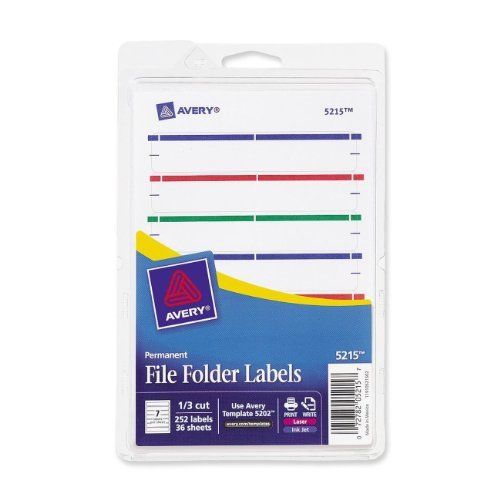 Avery Print or Write File Folder Labels for Laser and Inkjet Printers, 1/3 Cut,