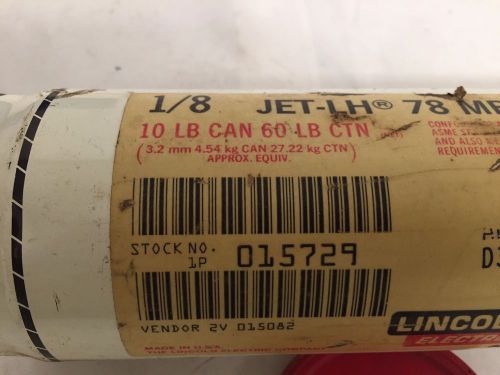 Lincoln 1/8&#034; jet-lh  78 mr 7018 14&#034; electrodes arc welding rods 10 lbs sealed. for sale