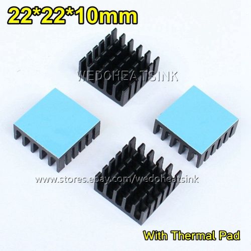 10pcs 22x22x10mm Aluminum Heat Sink With Blue Thermal Adhesive Heat Transfer Pad