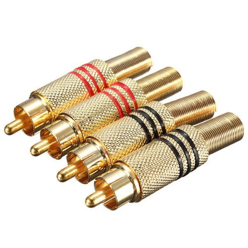 1 pair RCA Male Plug Solder Connector  Audio Video Cable Adapters Gold Plated