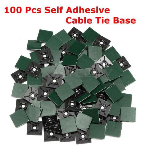 100Pcs 28xmmx28mmx3mm Square Self Adhesive Cable Tie Base Mounts for 5mm Zip Tie