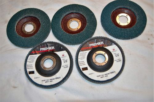 Five premier 4-1/2&#034;x7/8&#034; 60 grit flap sanding disc for sale