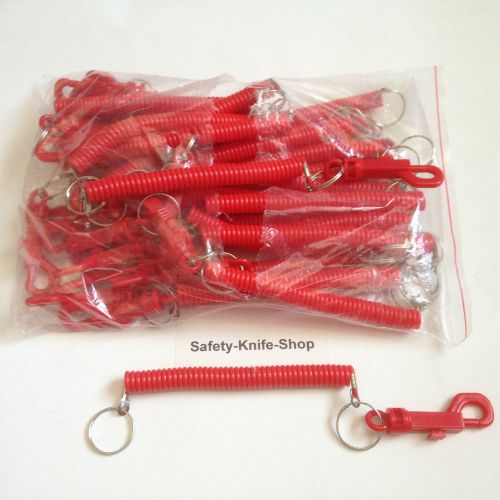 50 SPIRAL KEY CHAIN,Flexi Coil Key Ring.Retracting Spring Lanyard,BELT CLIP KEY